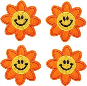 img 1 attached to Set Of 4 Adorable Sunflower Patches - Iron On Or Sew On Appliques For Customizing Backpacks And Clothing