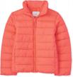 stay warm and protected with the children's place girls medium weight puffer jacket: wind and water-resistant logo