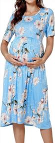 img 4 attached to Stylish Maternity Dress With Pockets: Xpenyo Women'S Short Sleeve Empire Waist Casualwear
