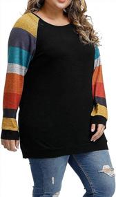 img 1 attached to Plus-Size Color Block Knit Tunic Tops - Lightweight, Loose-Fitting Long Sleeve Shirts For Women By ALLEGRACE