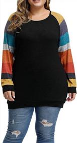 img 4 attached to Plus-Size Color Block Knit Tunic Tops - Lightweight, Loose-Fitting Long Sleeve Shirts For Women By ALLEGRACE