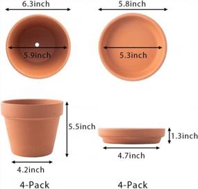 img 3 attached to Large Terra Cotta Pots With Saucer- 4-Pack Large 6.3'' Orchid Pots With Holes,Clay Ceramic Flower Pot Planters With Tray For Indoor, Outdoor Plant, Succulent Display