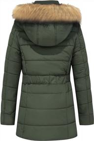 img 3 attached to Женская непромокаемая зимняя куртка-пуховик, теплая стеганая парка, ветровка со съемным капюшоном