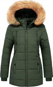 img 4 attached to Женская непромокаемая зимняя куртка-пуховик, теплая стеганая парка, ветровка со съемным капюшоном