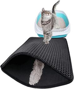 img 3 attached to 🐾 Edkavon Cat Litter Trapping Mat with Double Layer Honeycomb Design - Waterproof, Urine Proof, Non-Slip, and Easy to Clean