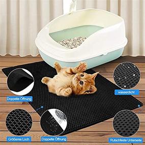 img 2 attached to 🐾 Edkavon Cat Litter Trapping Mat with Double Layer Honeycomb Design - Waterproof, Urine Proof, Non-Slip, and Easy to Clean