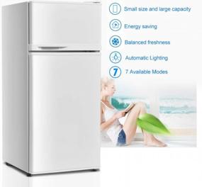 img 2 attached to Safeplus 3.4 Cu Ft Компактный холодильник с морозильной камерой, регулируемыми полками и холоднокатаным листом - белый