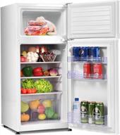 safeplus 3.4 cu ft компактный холодильник с морозильной камерой, регулируемыми полками и холоднокатаным листом - белый логотип
