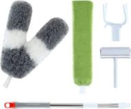 🧹 joybos extendable dusters: double-headed microfiber feather duster, gap dusting brush, large lint rollers, practical hook - ideal cleaning tools for furniture, ceiling fan, cars, and more logo