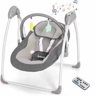 portable infans baby swing for newborns with electric rocker, 5-speed natural sway, music and timing, 2 toys, remote control, easy fold, suitable for 0-6 months boys and girls (grey) logo