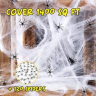 hoojo 1400 sqft halloween decorations - супер эластичная паутина с 120 фальшивыми пауками для вечеринок в помещении и на открытом воздухе! логотип