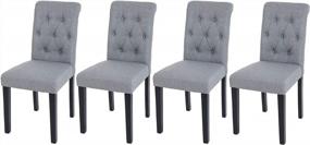 img 2 attached to NOBPEINT Обеденный стул из ткани с ножками из массива дерева, набор из 4 шт., серый