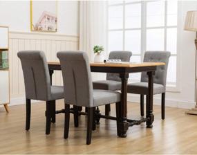 img 1 attached to NOBPEINT Fabric Dining Chairs With Solid Wood Legs Set Of 4, Gray