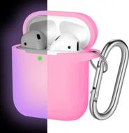 protect your airpods in style with hamile silicone case: compatible with airpods 1 & 2, led visible, and comes with keychain - rose-nightglow purple logo