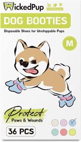 img 4 attached to 🐾 WICKEDPUP Dog Boots Paw Protection: 36ct Disposable Pet Booties for Healing & Recovery, Adjustable Puppy Shoes for Hardwood Floors, Hot Pavement, and Cold Weather