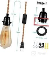 img 1 attached to 2 Pack Vintage Industrial Pendant Light Kits With 15FT Twisted Hemp Rope Cord And On/Off Switch, E26 Socket For Farmhouse DIY, By DORESshop review by George Halbohm