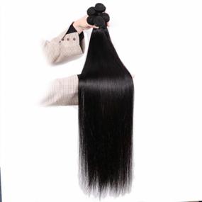 img 1 attached to Ucrown Brazilian Virgin Hair Straight Hair Weave 3 Bundles Full Head Unprocessed Virgin Human Hair Weave Natural Black Hair Extension (34 36 38, Three Bundles)