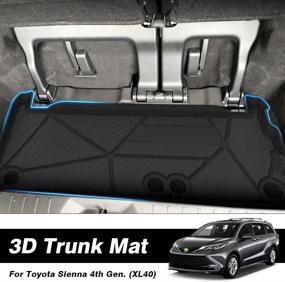 img 3 attached to 🚗 TGBROS Custom Fit Car Cargo Mat for Toyota Sienna 2021 2022 (Fits Without Spare Tire Model Only) (Fits Behind 3rd Row Only) All Weather Cargo Liner Rear Trunk Liner Tray in Black