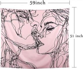 img 3 attached to Ruibo Kissing Tapestry Wall Hanging - Pink Line Art Decor For Bedroom, Living Room & Dorm (RB-K-1)(59"X51")