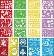 набор из 26 пластиковых трафаретов для рисования для детей с более чем 400 изображениями - разнообразие форм и предметов логотип