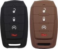 🔑 btopars 2pcs 4 buttons silicone rubber remote smart key fob case cover keyless protector holder for dodge ram 1500 2019-2022 black brown logo