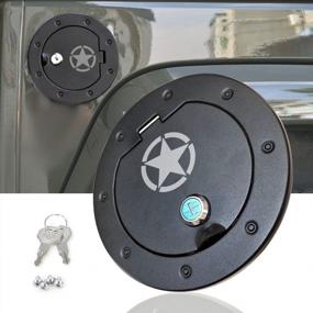img 4 attached to Aluminum Fuel Filler Door Cover For 2007-2017 Jeep Wrangler JK & Unlimited Sport Rubicon Sahara | Locking Gas Tank Cap Cover For 5Th Wheel Toy Hauler Fuel Station | Star Design By BESTAOO