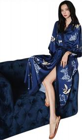 img 1 attached to Стильный атласный халат-кимоно для женщин: мягкие и шелковистые халаты для подружек невесты с цветочным принтом от Artfasion