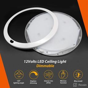 img 1 attached to 🚐 12V LED Panel Ceiling Dome Light Fixture with Switch for RV Motorhome & Marine - 8.5 Inches, Memory Function, Cool White & Blue by Dream Lighting