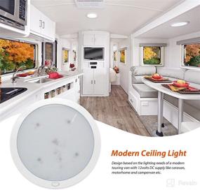 img 3 attached to 🚐 12V LED Panel Ceiling Dome Light Fixture with Switch for RV Motorhome & Marine - 8.5 Inches, Memory Function, Cool White & Blue by Dream Lighting