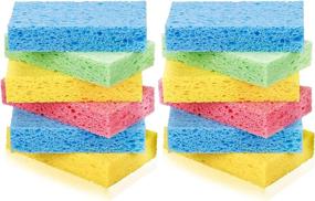 img 4 attached to 12-Pack Temede Cellulose Sponges – Non-Scratch Kitchen Cleaning Sponges for Dishes – Colorful Compressed Dish Scrubber Sponge for Household, Cookware, Bathroom