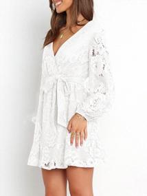 img 1 attached to Floral Lace Wrap Dress For Women: V-Neck, Long Sleeve, Tie Waist, Ruffle Hem And Belt Included By Caracilia