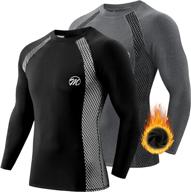 meetwee men's thermal shirts - long sleeve compression tops with fleece lining for winter warmth during skiing and running logo