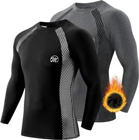 img 4 attached to MEETWEE Men'S Thermal Shirts - Long Sleeve Compression Tops With Fleece Lining For Winter Warmth During Skiing And Running