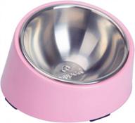 наклонная миска для домашних животных с наклоном 15 ° для собак и кошек - наклонная угловая кормушка для бульдога с нескользящим основанием, без беспорядка и с более легким доступом к еде, размер m (1,5 чашки), светло-розовый цвет логотип