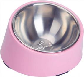img 4 attached to Non-Spill 15° Slanted Pet Bowl For Dogs And Cats - Tilted Angle Bulldog Bowl Feeder With Non-Skid Base, Mess-Free And Easier To Reach Food, M Size (1.5 Cup), Light Pink Color