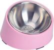 non-spill 15° slanted pet bowl for dogs and cats - tilted angle bulldog bowl feeder with non-skid base, mess-free and easier to reach food, m size (1.5 cup), light pink color logo