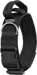 img 4 attached to 🐾 Tough Dog Collars: Tactical Collar with Handle, Military-Style Adjustable Dog Collar Featuring Heavy-Duty Metal Buckle for Training - Large Size (1 Pack) in Black