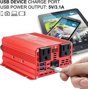 img 1 attached to 🔌 500W LVYUAN Car Power Inverter – 12V to 110V with 2 US Sockets, 2 USB Ports, LED Display