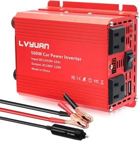 img 4 attached to 🔌 500W LVYUAN Car Power Inverter – 12V to 110V with 2 US Sockets, 2 USB Ports, LED Display