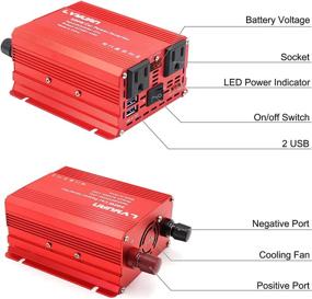 img 2 attached to 🔌 500W LVYUAN Car Power Inverter – 12V to 110V with 2 US Sockets, 2 USB Ports, LED Display