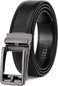 img 4 attached to Men's Leather Ratchet Buckle Adjustable Belts – Finest Accessories at Belts Store