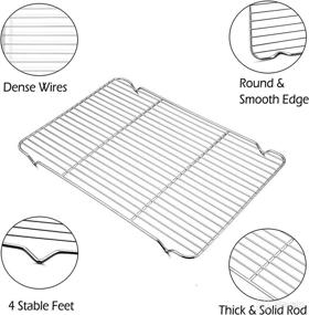 img 3 attached to 🔥 Set of 2 Baking Racks - 16.6''x11.6'', Stainless Steel Wire Cooling Drying Roasting Rack by P&P CHEF, Designed for Half Sheet Cookie Pans, Superior Quality, Oven & Dishwasher Safe