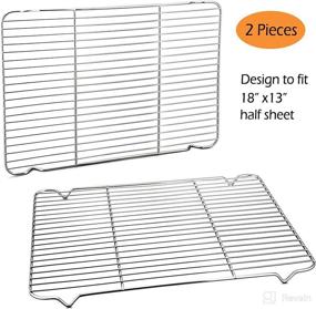 img 2 attached to 🔥 Set of 2 Baking Racks - 16.6''x11.6'', Stainless Steel Wire Cooling Drying Roasting Rack by P&P CHEF, Designed for Half Sheet Cookie Pans, Superior Quality, Oven & Dishwasher Safe