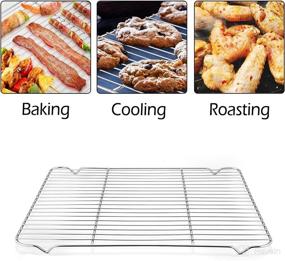 img 1 attached to 🔥 Set of 2 Baking Racks - 16.6''x11.6'', Stainless Steel Wire Cooling Drying Roasting Rack by P&P CHEF, Designed for Half Sheet Cookie Pans, Superior Quality, Oven & Dishwasher Safe