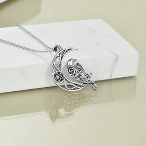 img 2 attached to Комплект украшений Raven из стерлингового серебра с узорами викингов и кельтских узлов - идеальный подарок на Хэллоуин для женщин и девочек