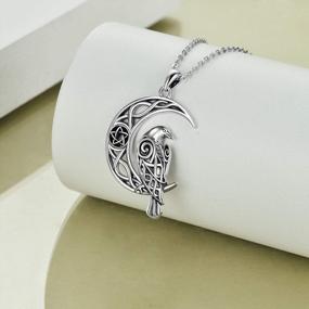 img 3 attached to Sterling Silver Raven Jewelry Set With Viking And Celtic Knot Designs - Perfect Halloween Gift For Women And Girls