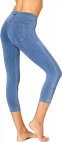 img 3 attached to Stylish And Practical: Women'S Classic Denim Capri Legging With Pockets