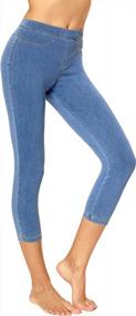 img 4 attached to Stylish And Practical: Women'S Classic Denim Capri Legging With Pockets