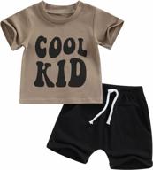 cool summer style for little boys: 2 piece letter printed t-shirt and shorts clothing set logo