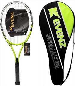 img 4 attached to Теннисная ракетка KEVENZ для взрослых, теннисная ракетка из углеродного волокна с сумкой для переноски, легкая и ударопрочная
